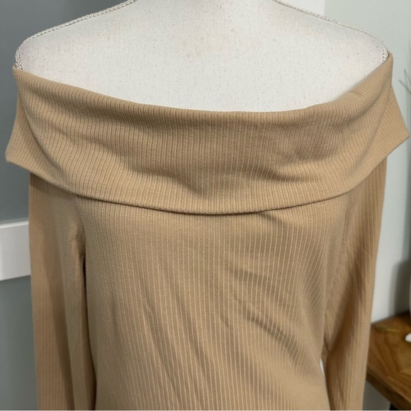 AFRM Cowl Neck Maxi Dress Ribbed SZ Large Sand Party Night Out Lined NWT - Picture 3 of 7